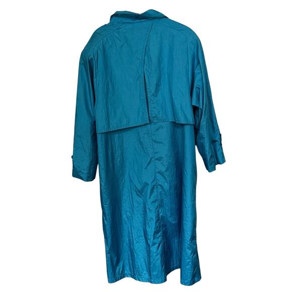 VTG Totes Rain Coat Jacket Trench 14 Belted Blue Light Nylon 1980's Flaw READ - Picture 2 of 8